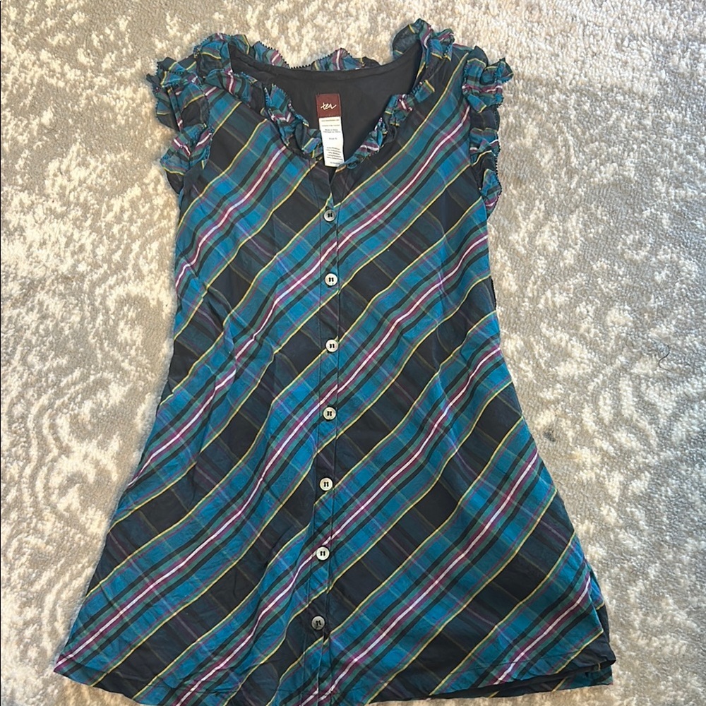 Stylish Plaid Kids Dress - Tea